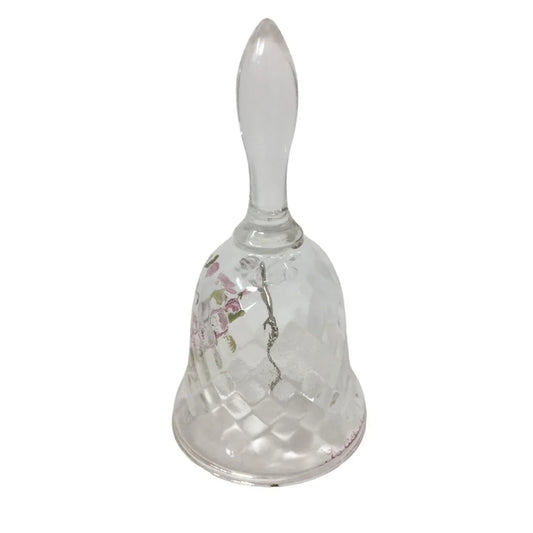 Crystal Glass Handled Bell with the word "Mother" and Pink flowers painted on it A+ Stuff A+ Stuff