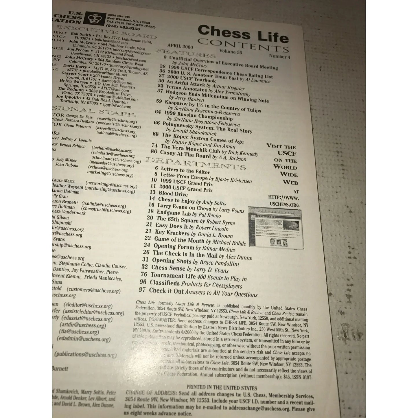 Vintage Bundle of 7 Chess Life Magazines (Jan, Feb, April, May, Oct, Nov, Dec 2000) - A+ Stuff