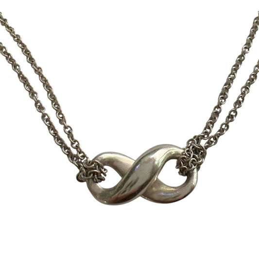 Tiffany & Co Infinity Double Chain Pendant and Necklace in Sterling 14.5" Chain