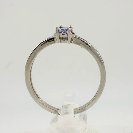 Beautiful Oval Tanzanite Ring with Diamond Accent - Sterling Silver Size 8.25 - A+ Stuff