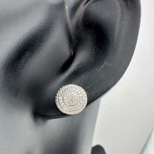 Radiant Double Beaded Diamond Stud Earrings in Sterling Silver - A+ Stuff