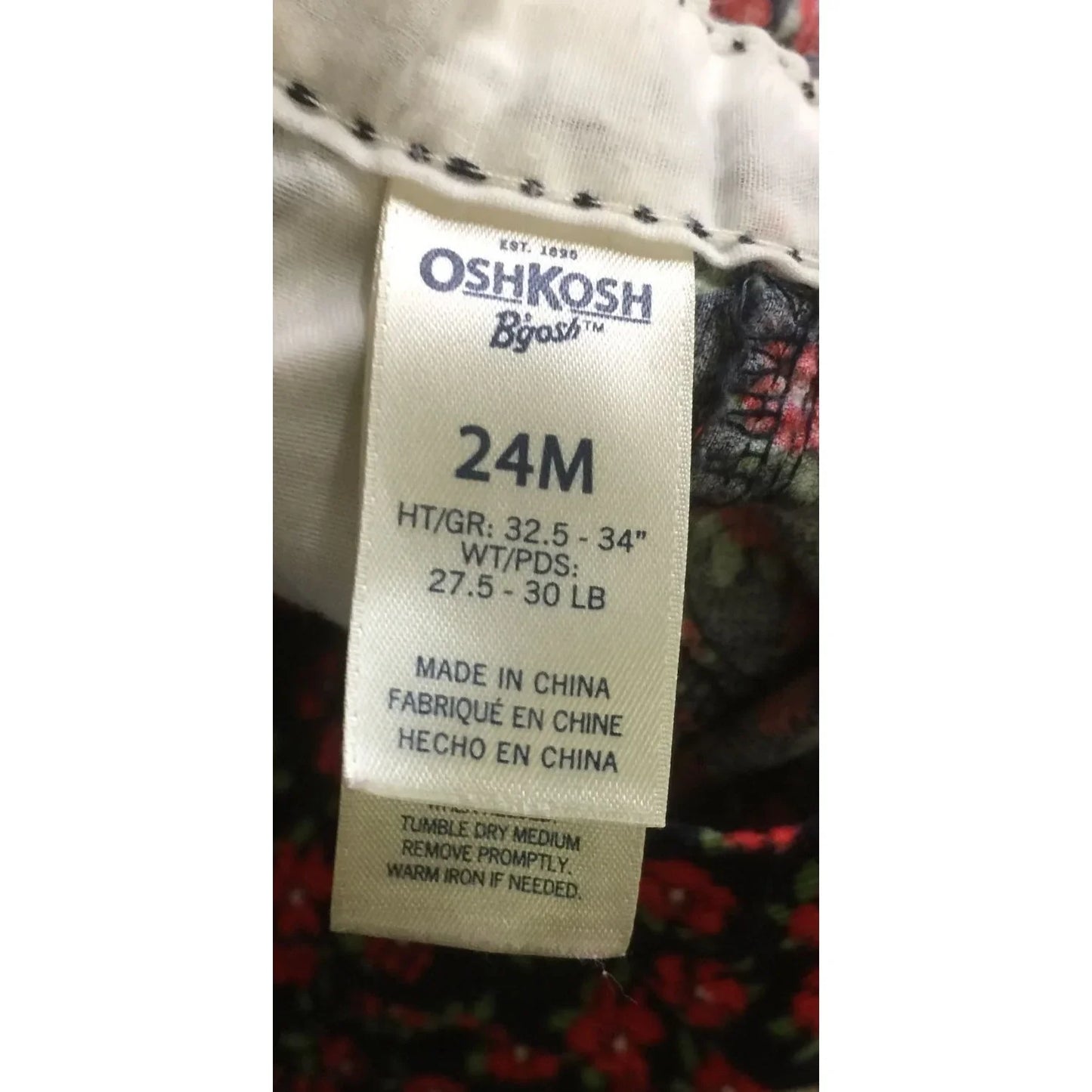 OshKosh B'Gosh Size 24M Baby Girl Overalls with Red Flower Pattern - A+ Stuff