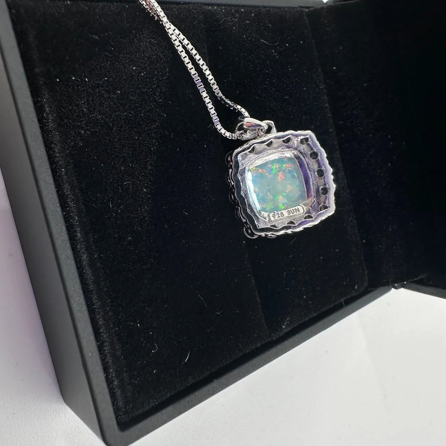 Shimmering Fire Opal & White Topaz Pendant - Sterling silver Setting & 20" Sterling Chain - A+ Stuff