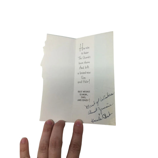 A Baby Boy! Congratulations! Vintage Card with Handwritten Note inside - A+ Stuff