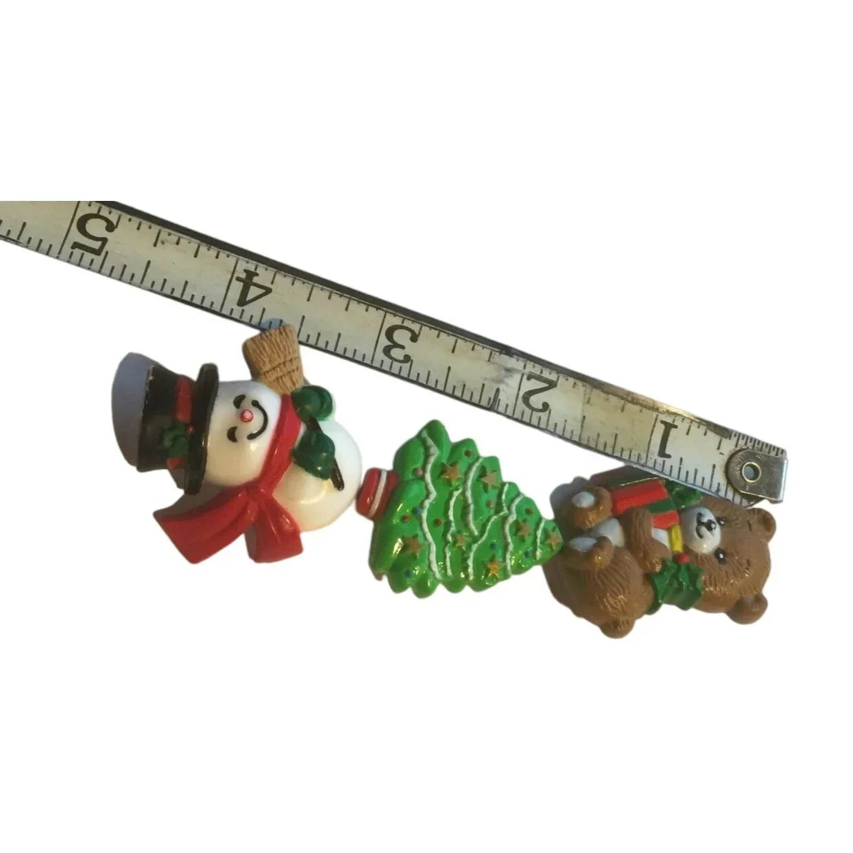 Vintage RUSS Christmas Pins Snowman/Teddy Bear (2) & Christmas tree Button (1) - A+ Stuff