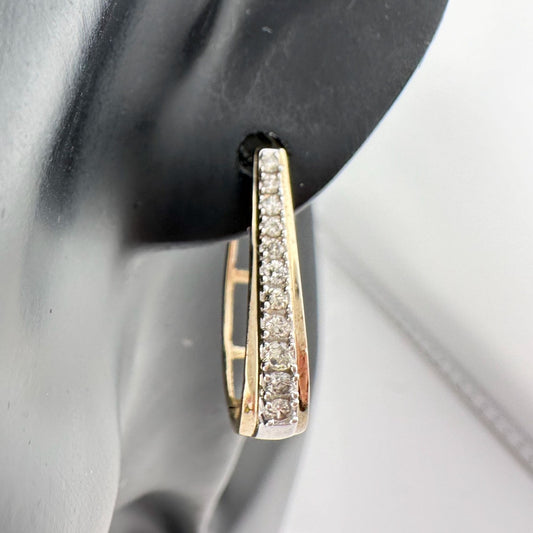 Stunning and Elegant 1/2 ct Diamond Earrings - Sterling Silver with 14kt gold Overlay