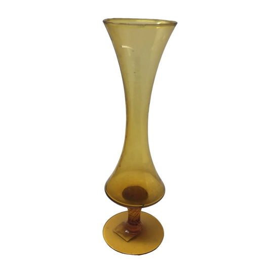 Kreiss Corporation Yellow Glass Pedestal Vase- about 8'' tall - A+ Stuff