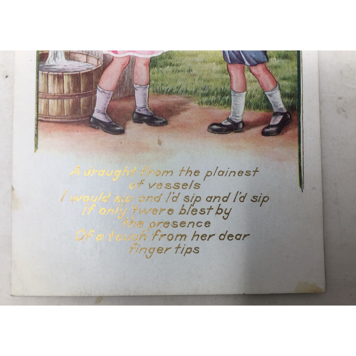 Vintage Antique Girl/Doll Give Boy a Drink Collectible Postcard