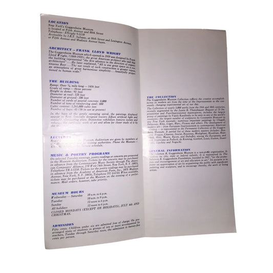 Vintage Solomon R. Guggenheim Museum Souvenir Brochure - A+ Stuff