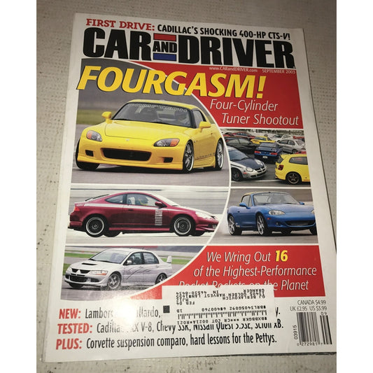 Car And Driver Fourgasm! Four Cylinder Tuner Shootout Vintage Sept. 2003 Magazine