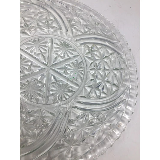 Vintage Anchor Hocking Crystal Clear Pressed Glass Stars and Bars Plate/Tray - A+ Stuff