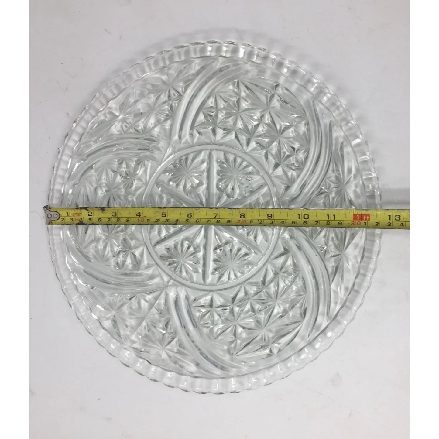 Vintage Anchor Hocking Crystal Clear Pressed Glass Stars and Bars Plate/Tray - A+ Stuff