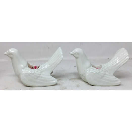 Two White Ceramic Bird Candle Holders A+ Stuff A+ Stuff