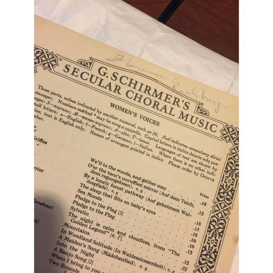 G. Schirmer's Secular Choral Music Vintage Sheet Music - A+ Stuff