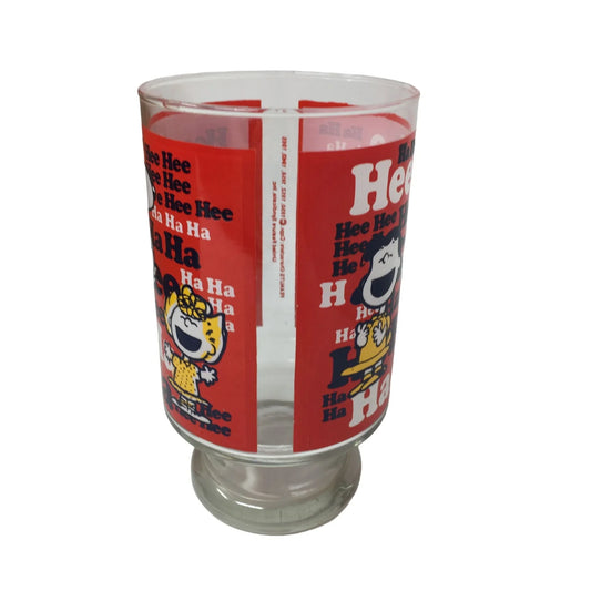 Vintage Peanuts Hee Hee Ha Ha Large Glass- Charlie Brown Lucy Linus Sally - A+ Stuff
