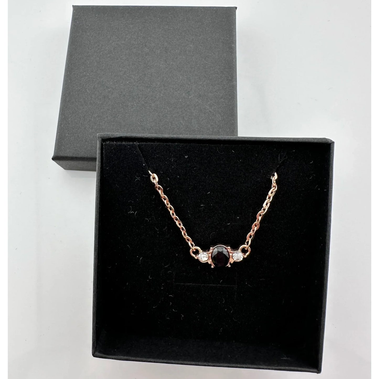 Pretty Oval Sapphire and Crystal Necklace with Rose Gold Overlay - A+ Stuff
