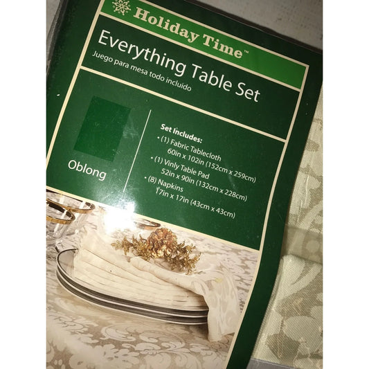 Holiday Time Everything Table Set Comes w/ Tablecloth, Vinyl Table Pad & Napkins- New - A+ Stuff