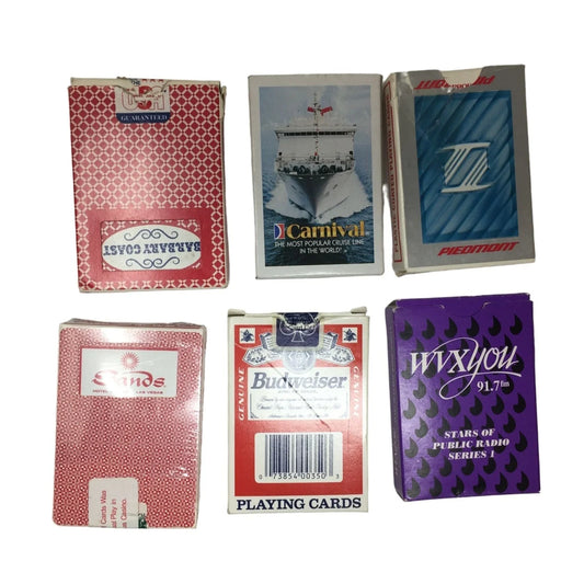 Six Decks of Vintage Playing Cards (PGC, Carnival, Piedmont, Budweiser, WVX YOU, Paulson) - A+ Stuff