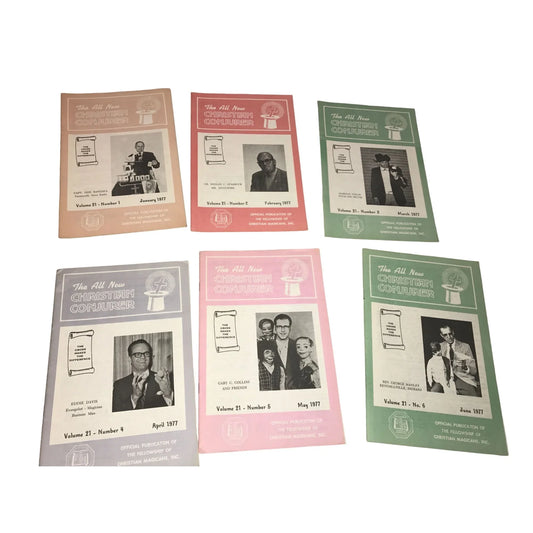 Set of 6 Vintage 1977 CHRISTIAN CONJURER magazine periodicals - tricks features - A+ Stuff
