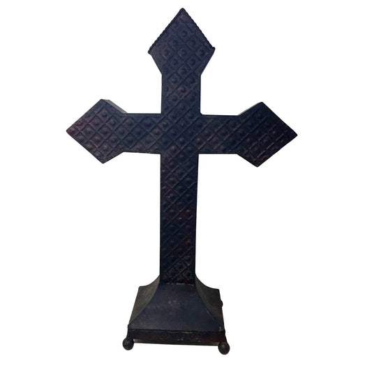 Large Old Fashioned Textured Metal Freestanding Cross A+ Stuff A+ Stuff Religious Items