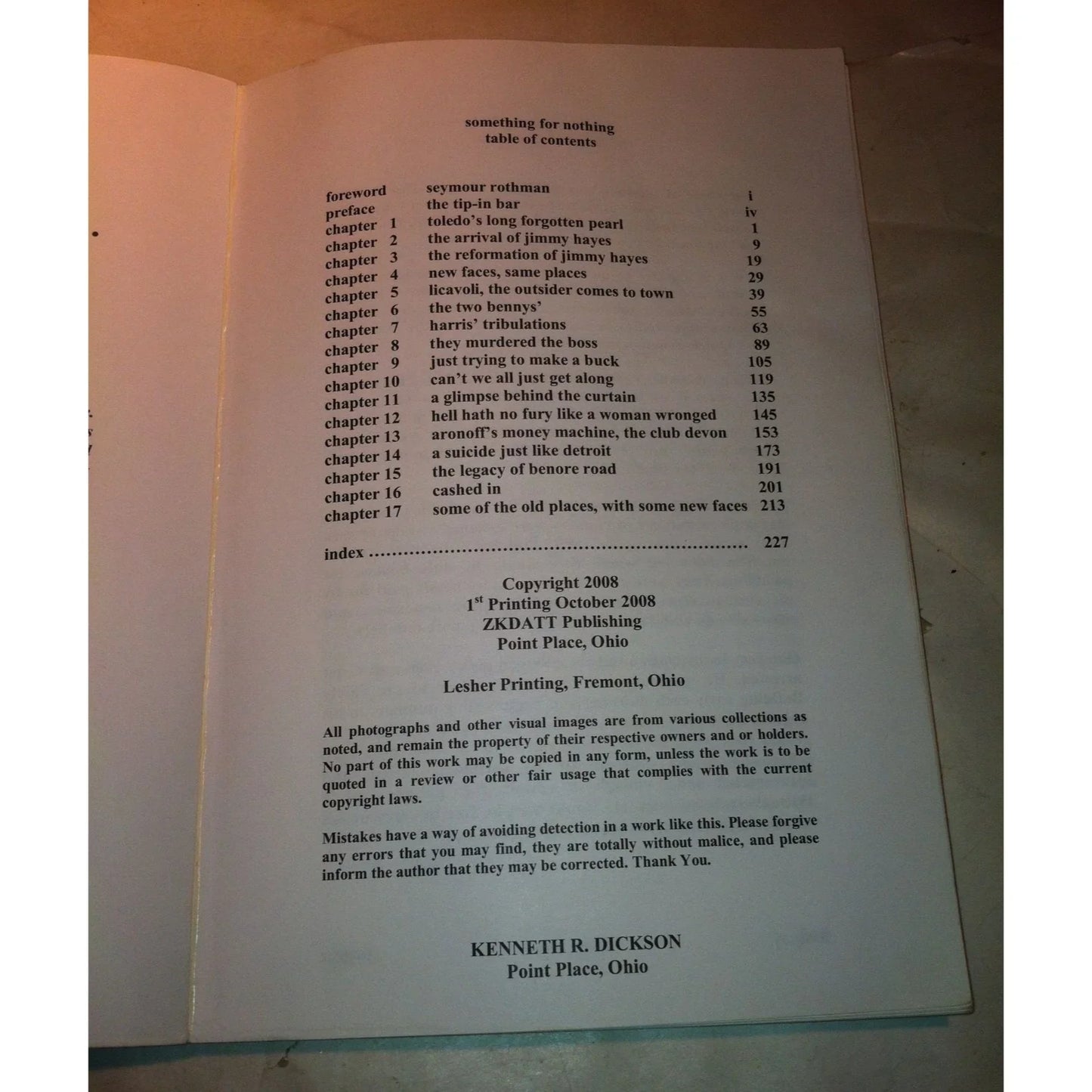 Something for nothing Gambling in the Glass City 1910-1952 Book by Kenneth R. Dickson - A+ Stuff