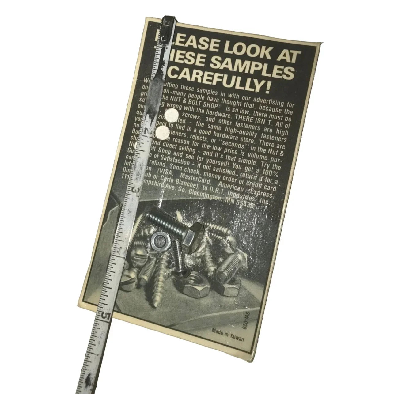 Vintage Nut & Bolt Shop Hardware Sample Collectible Advertising Machinist Screws - A+ Stuff