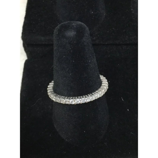 Womens Silver Ring with white gemstones Around it- Marked SW 925 (Sterling Silver) - A+ Stuff