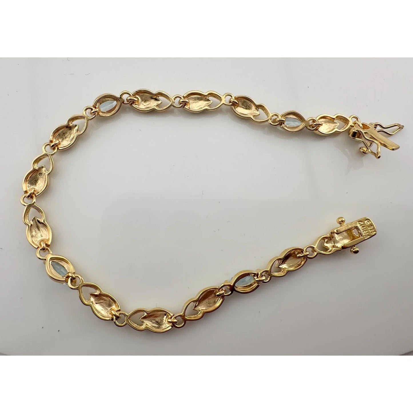 Blue Topaz Bracelet with Pretty Diamond Accents 14kt Gold Overlay Sterling Silver - A+ Stuff