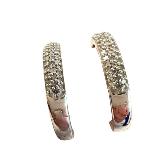 1/2 Carat Natural Diamond Hoop Earrings in Sterling Silver - Unbranded - Diamond Earrings - A+ Stuff