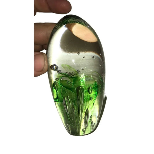 Vintage 1997 Collectible Signed on Bottom Marty Christy Green Glass Art Piece 4" - A+ Stuff
