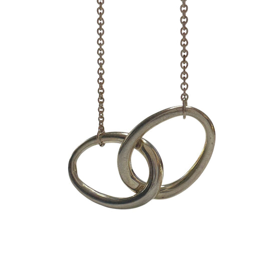 Tiffany and Co Elsa Peretti Large Double Loop Pendant Necklace 14" - Sterling Silver