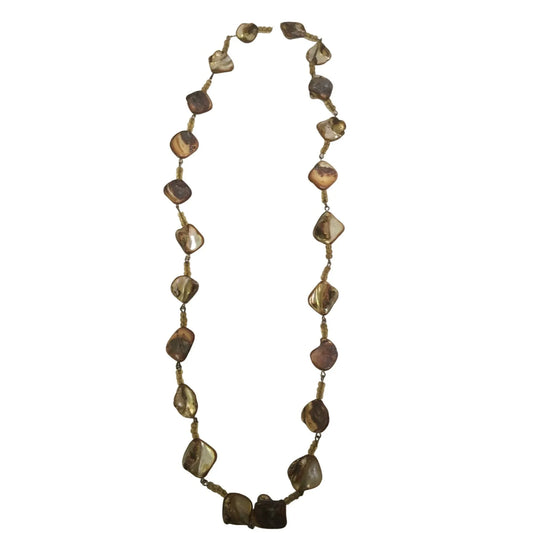 Womens Beaded Brown Shell Necklace- Missing Clasp - A+ Stuff