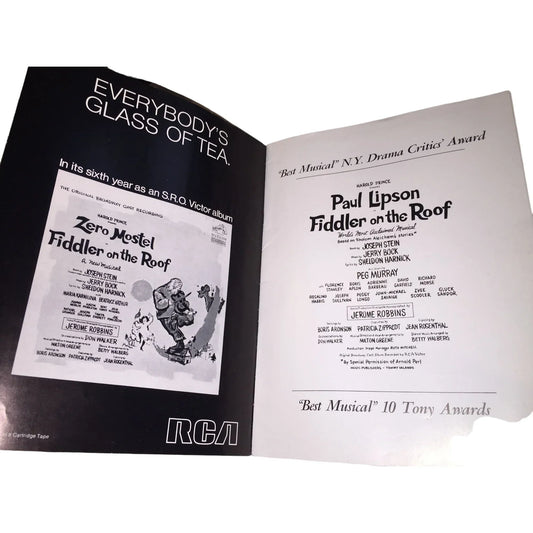 Vintage Fiddler on the Roof 1960s Souvenir/Musical Program Paul Lipson - A+ Stuff