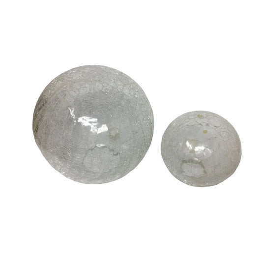 Two Vintage Sphere Shaped Clear Crackle Art Vases/Home Decor Pieces - A+ Stuff