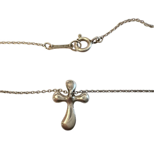 Tiffany and Co Elsa Peretti Cross Pendant Necklace in Sterling Silver (16")