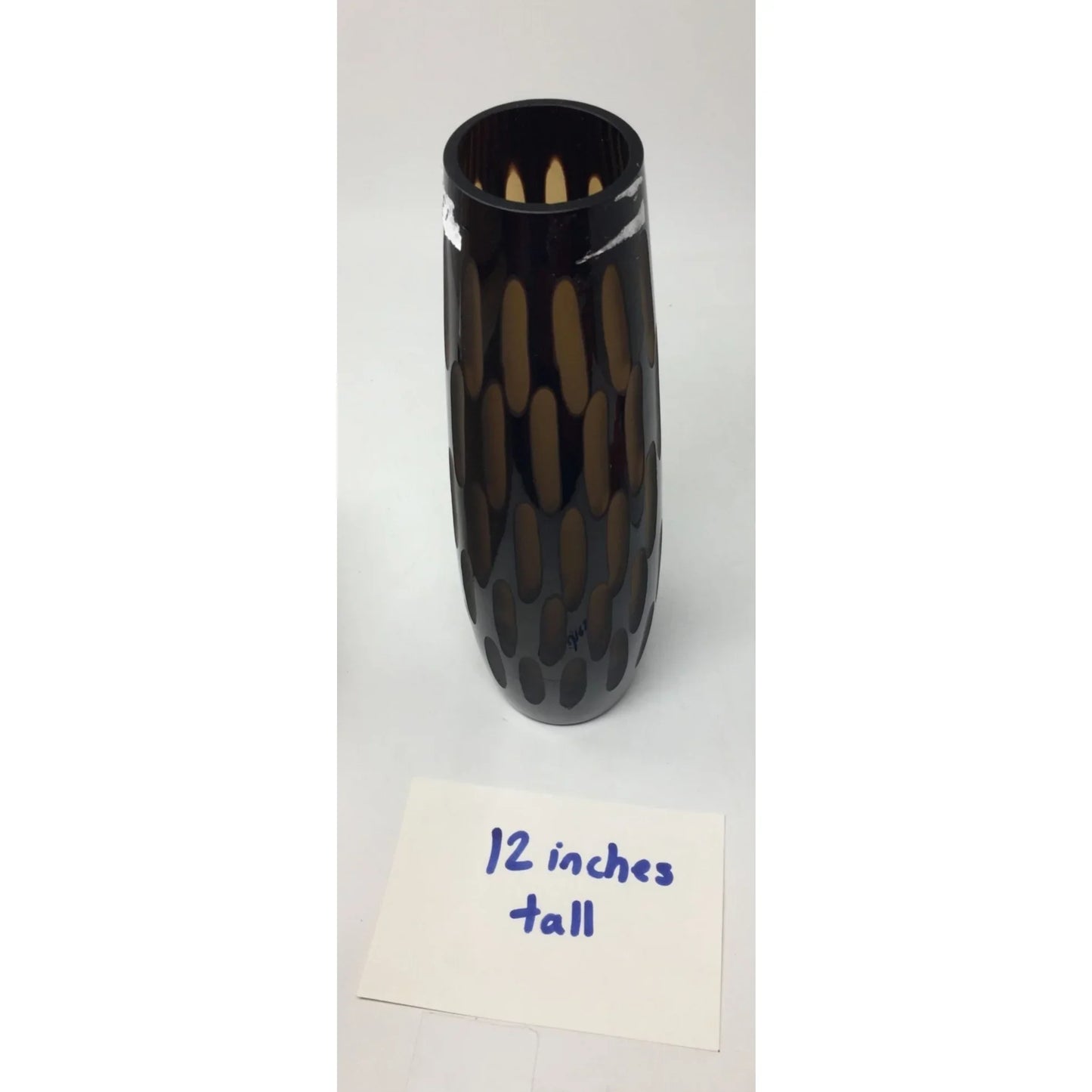 Vintage Black Slender Textured Glass Vase - 12'' Tall - A+ Stuff