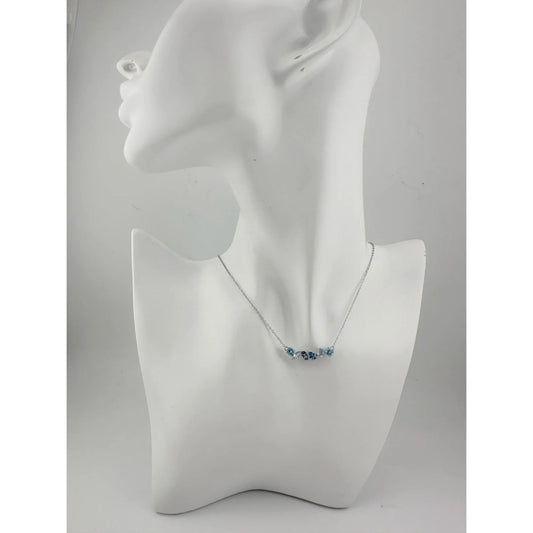 Beautiful Shades of Blue Natural Topaz (1.5 ct) Designer Necklace .925 Sterling Silver Setting - A+ Stuff