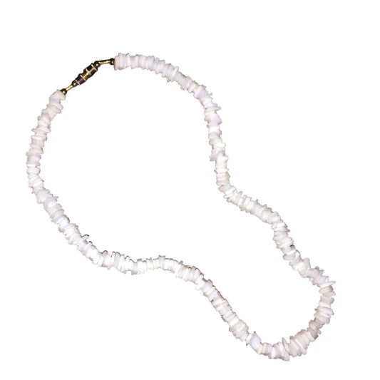Vintage White Beachy Puka Shell Necklace 7 inches - A+ Stuff