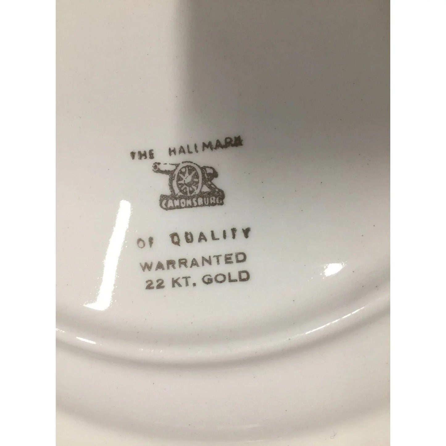 Vintage Canonsburg Hallmark Of Quality Bowl With Ruffled Gold Border & Pink Roses - A+ Stuff
