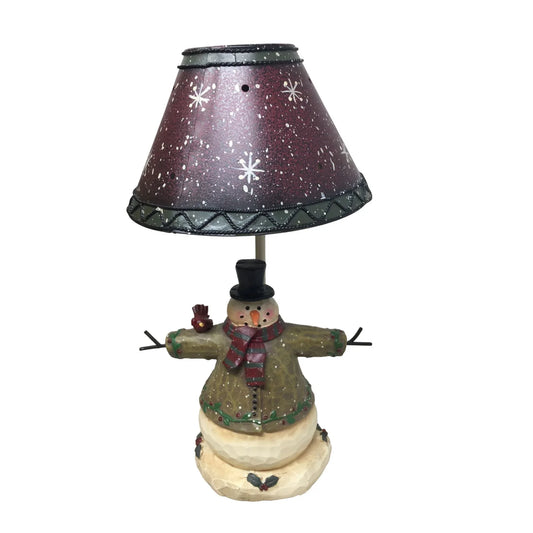 Forest Friend Frosty Snow Man Tea Light Lamp Candle Holder w/ Metal Shade - A+ Stuff