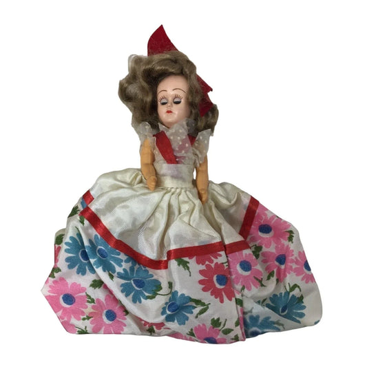 Vintage Collectible Doll Wearing Floral Printed Dress- Dirty Blonde Hair A+ Stuff A+ Stuff