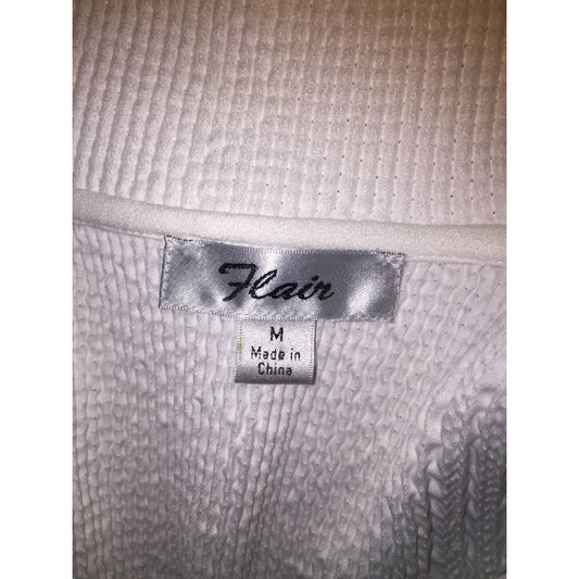 Womens Flair White Collared Button Up Long Sleeved Blazer Size Medium - A+ Stuff