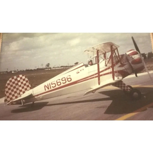 Vintage Military Airplane Photo in "Don't Tread on Me" folio. Man in red & white Bi-Plane- Propeller Plane - Great Find! - A+ Stuff