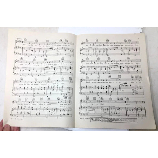 1938 Vintage Sheet Music for the song "BLUE IS IN THE EVENING" - unbranded - SHEET MUSIC - A+ Stuff