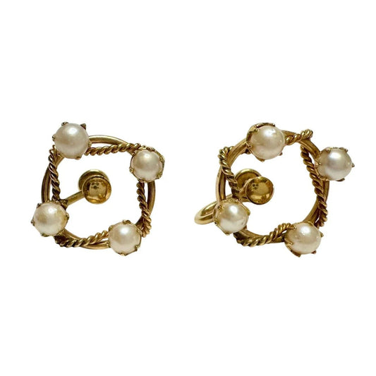 1950's Henry Griffith & Sons 1/20 - 12 K Gold Filled Pearl Screw back Earrings - Henry Griffith & Sons - Screw - Back Earrings - A+ Stuff