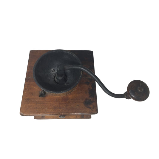 Antique Wood and Cast Iron Manuel Coffee Grinder