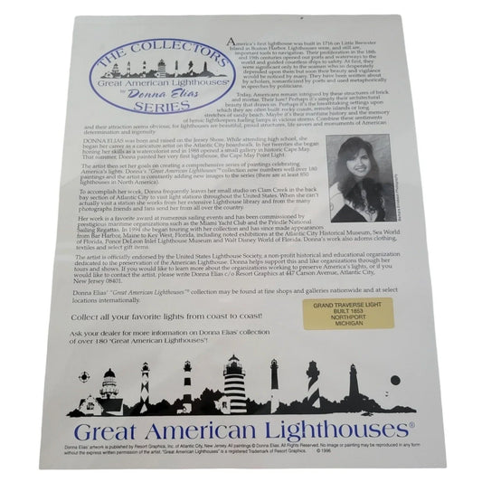 Vintage Limited edition Art Print/Decor of Grand Traverse Light Built in 1853 Northport Mi A+ Stuff A+ Stuff