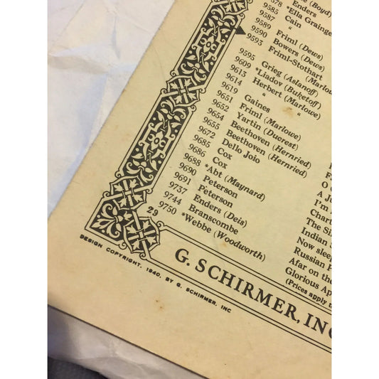 G. Schirmer's Secular Choral Music Vintage Sheet Music - A+ Stuff