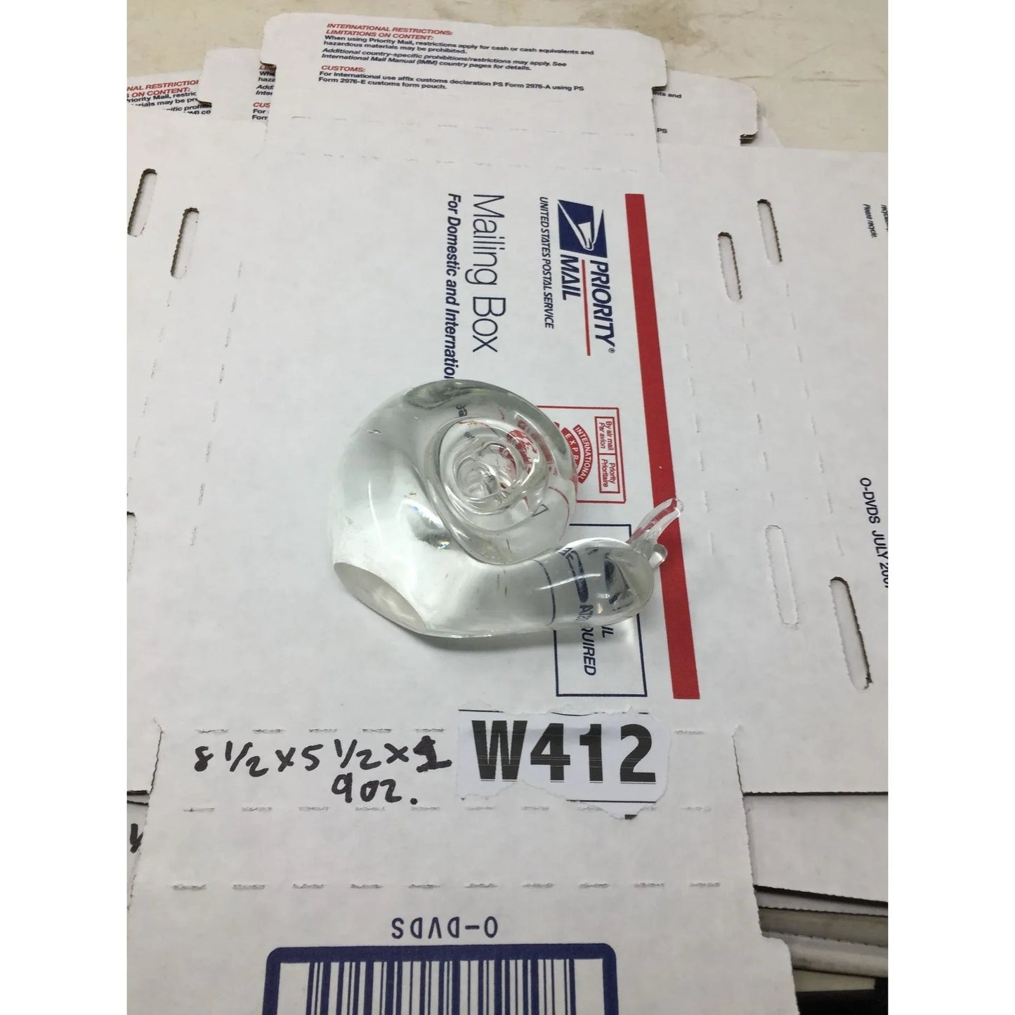 Vintage Clear Art Glass Paperweight Snail Hand Blown A+ Stuff A+ Stuff