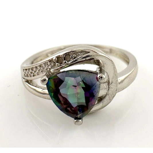 Trillion Cut Mystic Topaz Ring Size 7 - Sterling - A+ Stuff